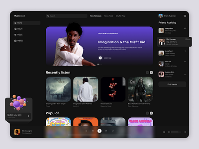 Music Web App - Dashboard app concept dashboard design desktop material material design music music dashboard music app musicapp platform player ui uiux ux web webdesign