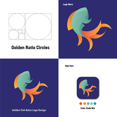 Golden Fish Ratio Logo Design fish fish logo golden fish ratio logo design graphic design illustration mockup design ratio design