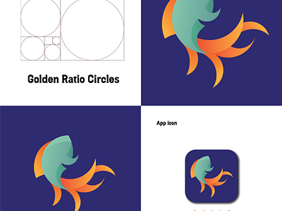 Golden Fish Ratio Logo Design fish fish logo golden fish ratio logo design graphic design illustration mockup design ratio design