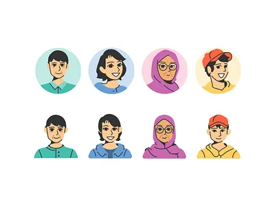 Character Design for Avatar avatar avatar icons character character design daughter design face faces family father hijab icon illustration mother portrait profile profile picture son vector