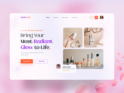 Beauty Product Web UI adobe xd beauty beauty product hero section beauty product landing page beauty product web ui cosmetic web ui creative design figma graphic design hero section makeup product minimal design typography ui uiux design web banner design web design web template website banner section website design