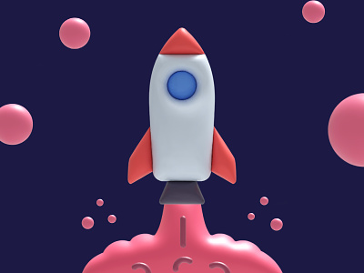 Rocket 3d design flat graphic design icon illustration minimal shape ui