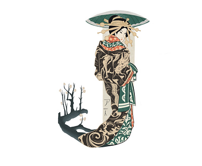 J is Japonism art history book illustration branding design graphic design illustration procreate typography