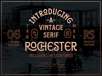 Rochester - Now Available For Sale! badge design branding brewery font serif font type lockup vintage badge vintage font vintage lockup vintage typeface whiskey label wine label