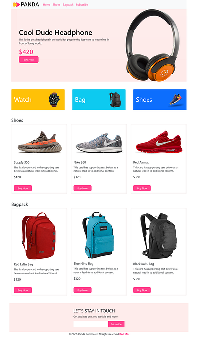 Panda-Commerce-Bootstrap-Responsive-website bootstrap css design ecommerc ecommerce design figma to html html javascript online strore psd to html web design web development web template website template