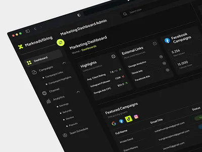 Markna - Marketing Admin Dashboard admin admin interface admin panel admin ui analytics dasboard marketing dashboard dashboard design graphs marketing product design sidebar social media dashboard stats uiux user web app web design website