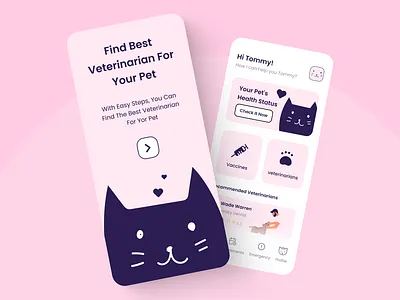 Veterinary app design 😺 3d animation art brand branding design graphic design illustration illustrator logo motion graphics ui ux vector