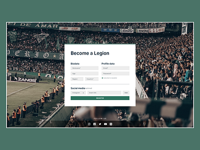 Sport Fansclub Register Page branding challenge football website login page signup page soccer website sport website ui ux