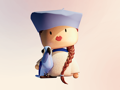 Papuga 3d avatar blender czopek friend girl