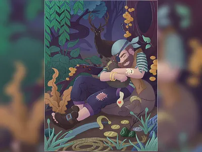 Pirate| Peter Pan |Game artwork book illustration character art children book concept art deer design digital art digital illustration fairy tale fantasy forest game app illustration illustrator mobile game night pirate plant puzzle game
