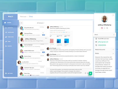 Pact. All-In-One Messaging Platform. Chat Screen business chat app dashboard desktop marketing message messaging app neomorphism principle sales funnel sketch ui ux web app