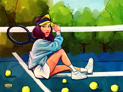 Tennis athlete illustration tennis woman