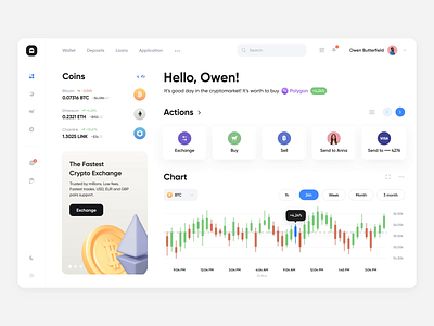 Cryptocurrency Web App - Dashboard page animation bitcoin btc crypto cryptocurrency dashboard decentralized defi digital eth etherium panel ui ux web design website