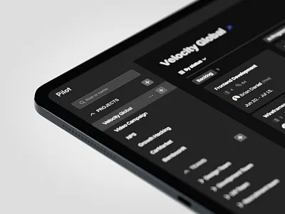Pilot - Project Management Platform 3d cinema 4d clean dark dark theme dashboard design project management redshift render tablet todo ui ux web