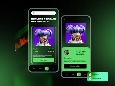 NFT app screen design ui ux
