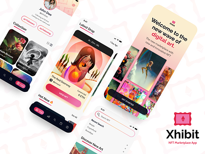 Xhibit: NFT Marketplace App app branding case study design logo nft ui uidesign ux uxdesign