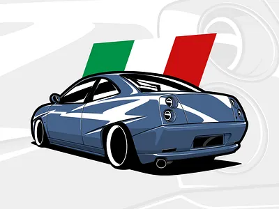 Fiat Coupe Type 175 Turbo art auto automobile automotive blue car car drawing car illustration coupe design drawing fiat illustration italy logo pininfarina turbo vector vector art vector design