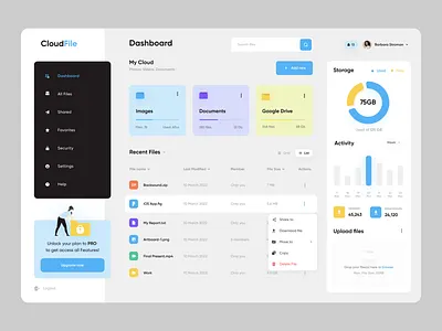 File Manager Dashboard adrian app dashboard design figma gancarek graphic design ui uidesign ux web wroclaw wrocław