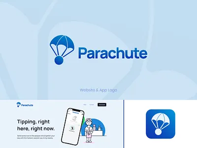 Parachute Logo - App logo - Website Logo Design app icon logo app identity app logo brand identity branding business logo design logo minimal minimalism minimalist modern logo parachute logo symbol website website identity website logo website logo design