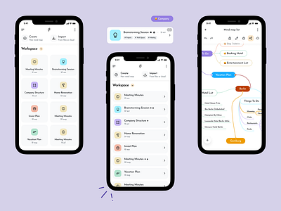 Mobile mind mapping app application clean design design figma mobile app ui