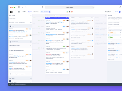 Tara.ai - Sprint mode Light & Dark theme clear design dark mode dark theme desktop app interface jira light mode light theme sprint task management trello ui