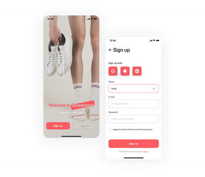 Sign Up - Mobile App app design e commerce shop signup ui ux