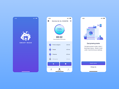 Smart Wash - remote access app iOS app design illustration logo ui ux vector