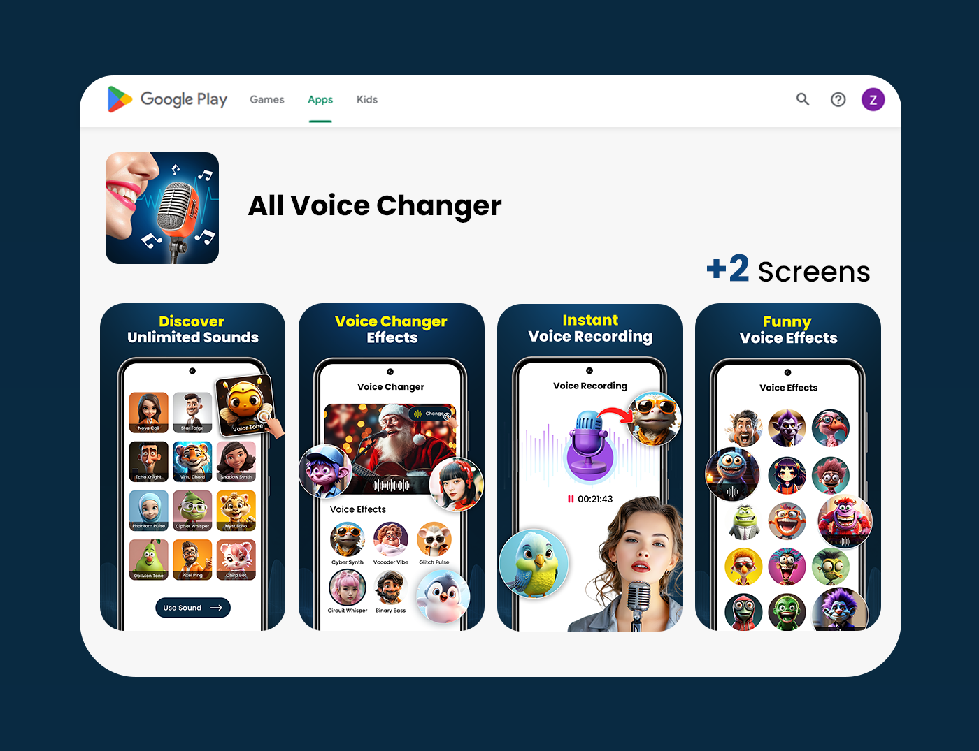 Voice Changer App Graphics app design app graphics graphic design playstore screenshots screenshots voice changer app voice changer app screenshots