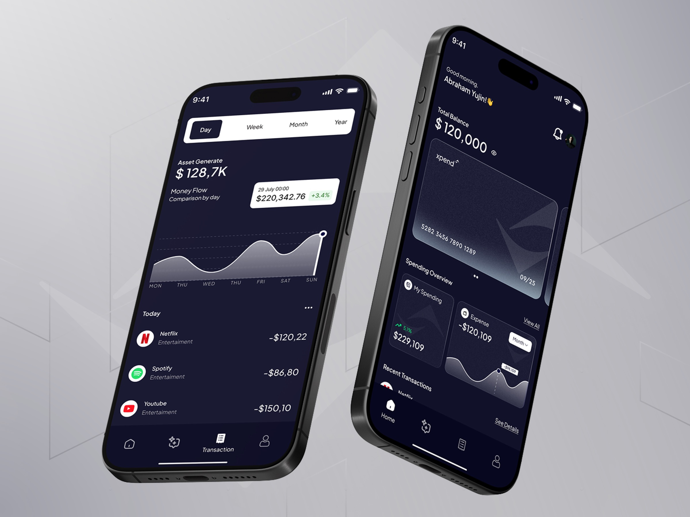 Example of Xpend Startup Smart AI Financial Tecnology Mobile App UI Design