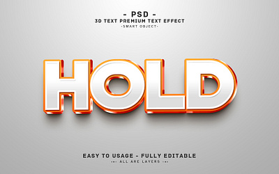 Hold '' Editable PSD Text Effect Style 3d action bold branding effect gold graphic design headline hold logo new photoshop psd psdtext style style text text typo white yellow