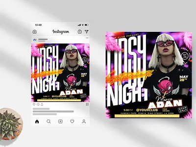 Tipsy Saturday Night Instagram PSD Template club flyer club night design dj event flyer flyers party