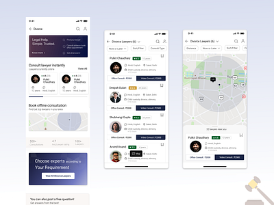 Find & consult lawyer online app book lawyer design ui