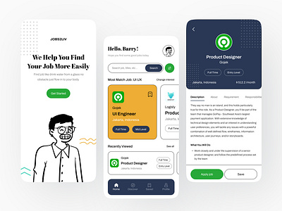 JOBS2LIV Mobile App android app career design employee find job hire hiring ios job job find job finder job listing job platform job portal job search mobile mobile app ui uiux