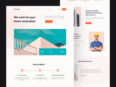 Home Renovation Landing Page architect build builder clean contractor design development home house landing landing page renovation repair service site ui uiux ux design web website