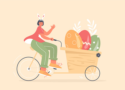 Easter Cart 2022 bicycle bike cart easter eggs illustration spring springtime tender wooden