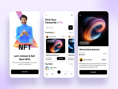 NFT Mobile App Exploration app bitcoin branding card crypto wallet cryptoart design ethereum futuristic illustration interaction ios nft nfts product ui wallet