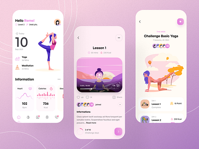 Meditation & Yoga App app clean exercise fitness health healthy illustration illustrations meditation minimalist ui ux video call webdesign website workout yoga app yoga pose yoga website