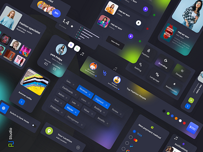 Fashion Web UI Elements Dark Design apparel e commerce app ui kit ecommerce fashion kit fashion web homepage interface landing page product shopping uikit website website ui