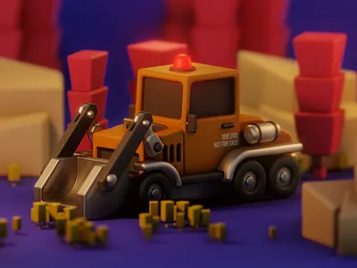 Cute Construction Vehicle 3d childrens art illustration lowpoly toy design