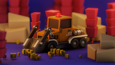 Cute Construction Vehicle 3d childrens art illustration lowpoly toy design