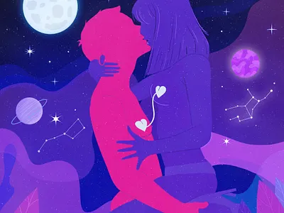 💜Vibe Love Illustration branding cartoon character drawing flat girl graphic design hugs illustration kit8 love man moon nature people space vector vibe woman young