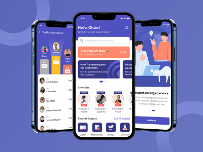 Studenify - Online Learning App app branding clean course education elearning figma illustration learn lesson minimal mobile app mobile app design mobile ui ohaio online course student app ui ui8 ux