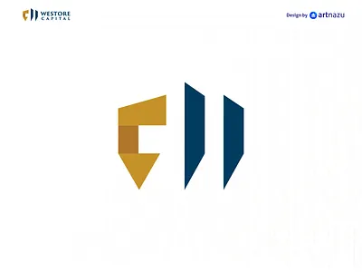Westore Capital monogram logo symbol design abstract artnazu branding building capital dark blue design dribbble flat gold home icon logo logo designer modern monogram mortgage real estate symbol vector