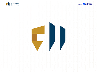 Westore Capital monogram logo symbol design abstract artnazu branding building capital dark blue design dribbble flat gold home icon logo logo designer modern monogram mortgage real estate symbol vector