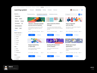 LMS card design design website education education design hr learning learning design learning system lms lms design niki e study study design ui ux web webdesign