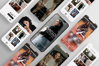 EMICLO - eCommerce Fashion/Clothing App - UI Concept Design app branding clothing dating design ecommerce fashion ios iphone mobile mockup tinder ui unique ux