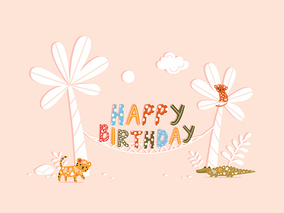 Funny Birthday Card african animals card cartoon comic cute flat funny illustration kids