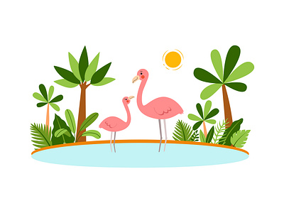 Lovely Birds animals comic cute flat funny illustration kids print textile