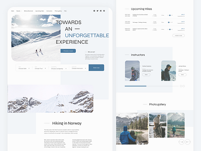Mountain hiking club main page design hiking hiking club mountain hiking club website mountains route ui ux