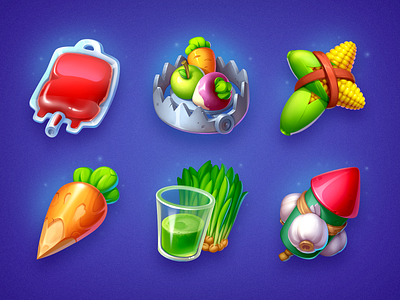 Slot Symbols Set art blood carrot casino corn cross daily game garlic icon illustration juice rocket set symbol trap vampire vegan vegatables